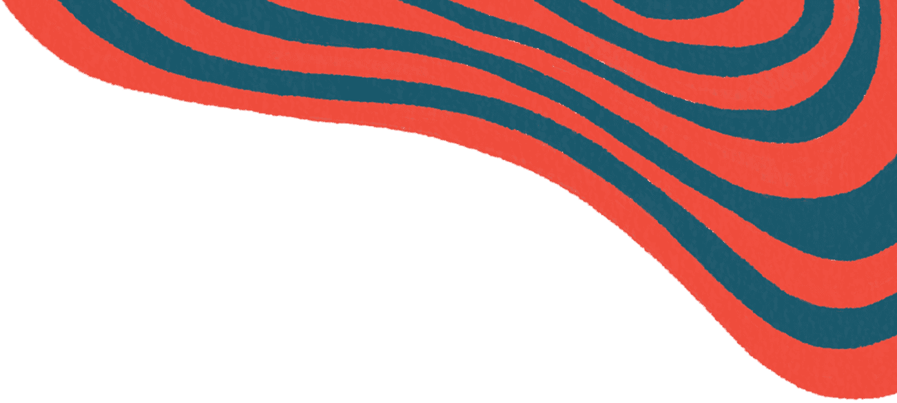 Abstract wavy background with red and teal flowing patterns